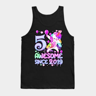 5 Years Old Unicorn Dabbing 5th Birthday Girl Unicorn Tank Top